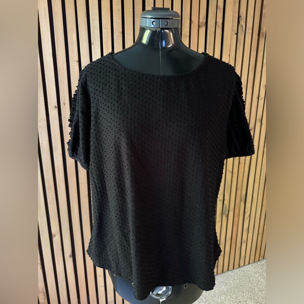Anthropologie W5 Soft black Blouse with puffy sleeve